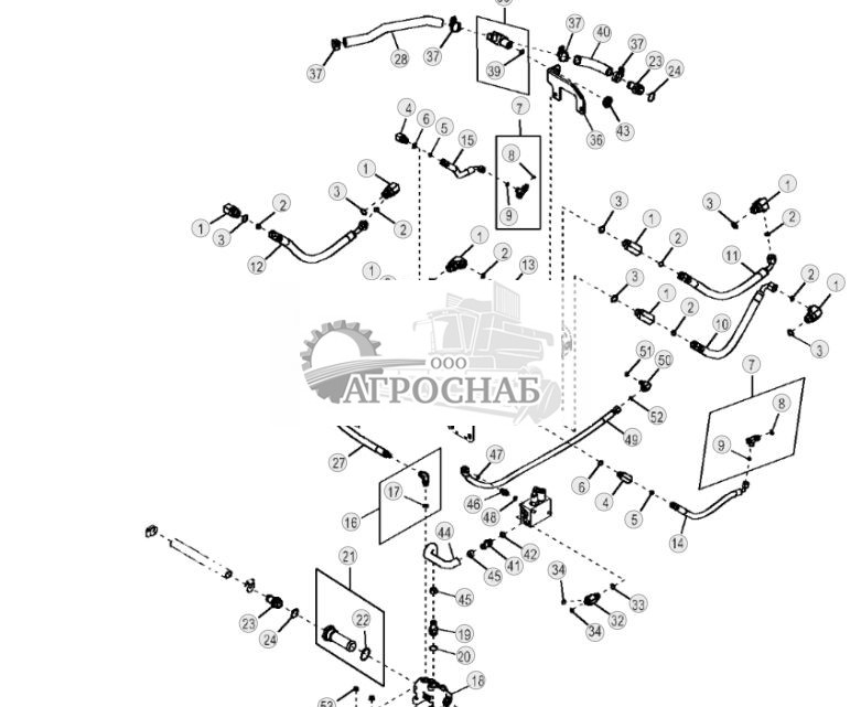 Гидросистема гидростатического привода (ручное управление) (односкоростной) - ST2430 190.jpg